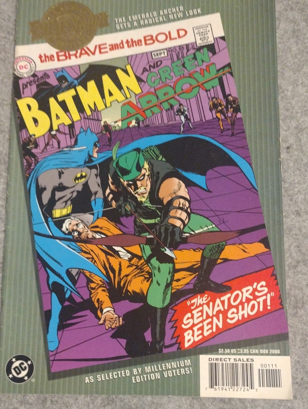 DC Comics Batman and Green Arrow Cover — Purple, Green, Blue